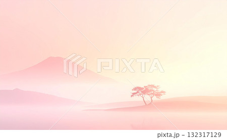 淡いピンクの幻想的な霧の風景02 132317129