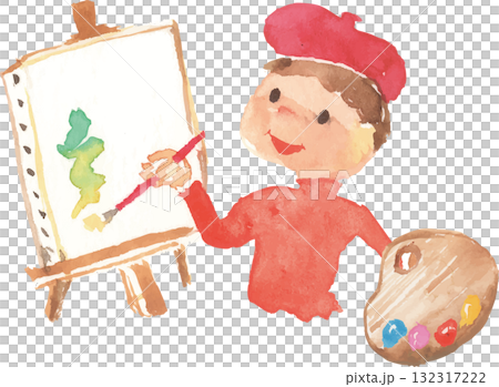 畫家繪畫向量的插圖 畫家繪畫向量的插圖 132317222