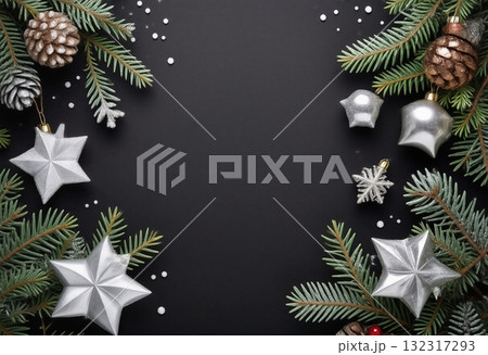 白いクリスマスツリーのフレーム 132317293