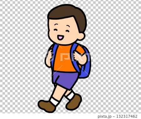 Asian boy walking home 132317462