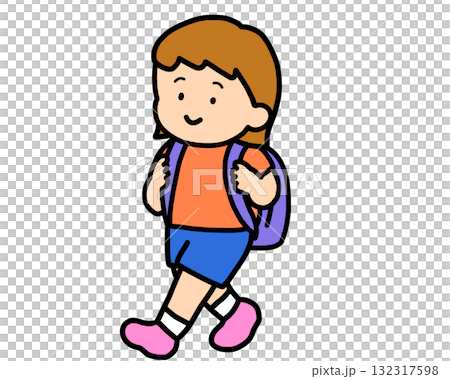 Brown-haired girl walking home 132317598