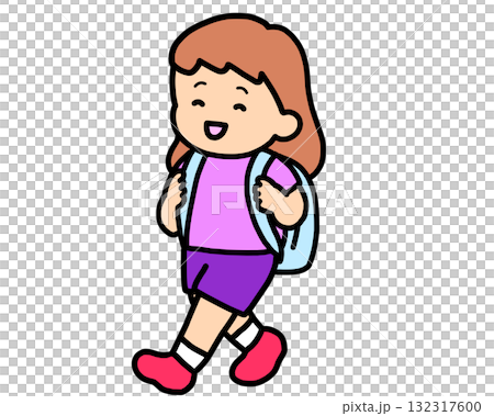 Brown-haired girl walking home Brown-haired girl walking home 132317600