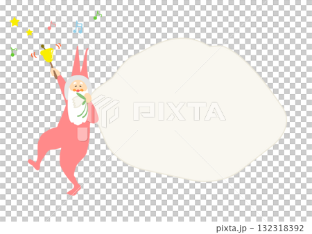 聖誕節對話框、聖誕老人和袋子、可愛的音符向量圖 132318392