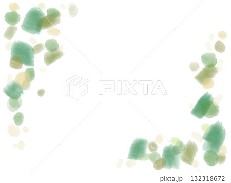 透明感のある水彩の緑色ふんわりフレーム 132318672
