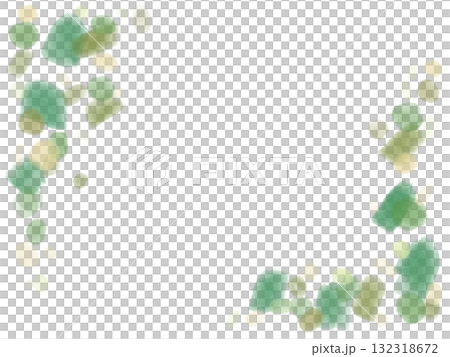 透明感のある水彩の緑色ふんわりフレーム 132318672
