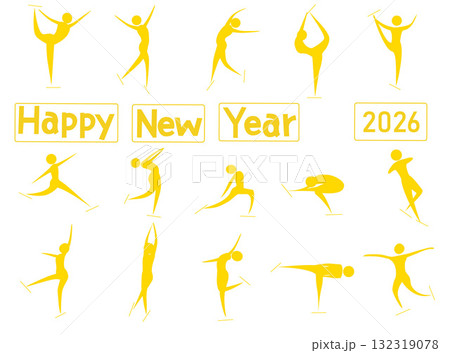 2026年の年賀用のアスリートのアイコン 2026年の年賀用のアスリートのアイコン 132319078