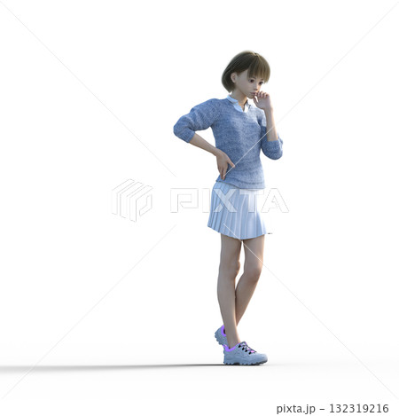 ニット服でポーズをとる若い女性 132319216