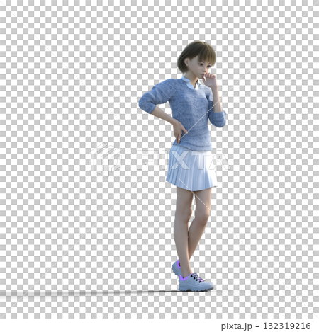 穿著針織衣服的年輕女子 132319216