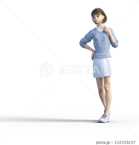 ニット服でポーズをとる若い女性 132319217