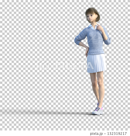 ニット服でポーズをとる若い女性 132319217