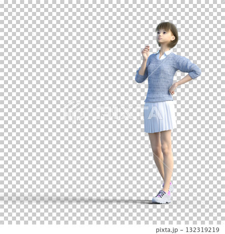 穿著針織衣服的年輕女子 132319219