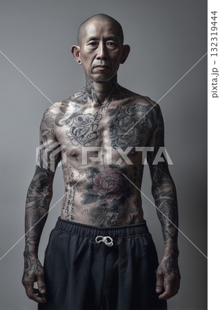 和彫りを入れた反社の男性 和彫りを入れた反社の男性 132319444