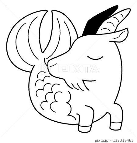 モノクロのかわいいカプリコーンのイラスト 132319463