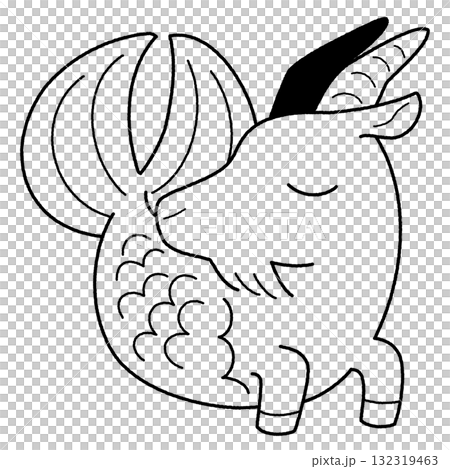 モノクロのかわいいカプリコーンのイラスト 132319463