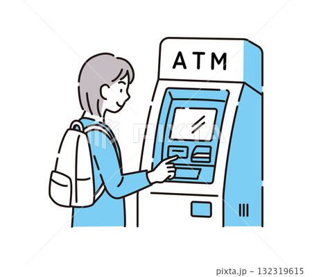 ATMと女性 132319615
