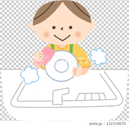 孩子洗碗 132319670