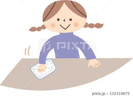 テーブルを拭く女の子 テーブルを拭く女の子 132319675