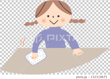 テーブルを拭く女の子 テーブルを拭く女の子 132319675