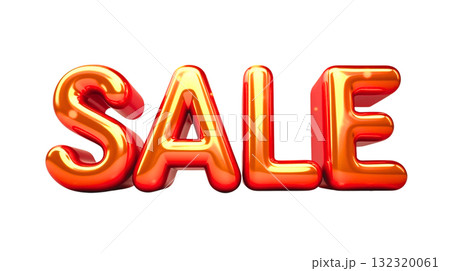 ゴールドの立体SALEロゴ単体　背景透過PNG　冬セール・年末セール用バナー素材 132320061