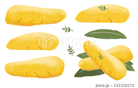 数の子（おせち料理）の水彩タッチ素材セット 132320172