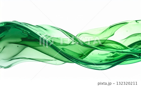 高級感ある潤いやエイジングケア、スキンケア、オーガニックの美容液　緑色の水が揺らぐ水面背景 132320211