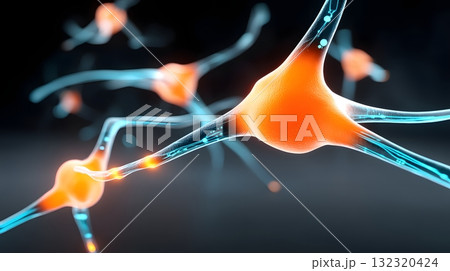 This image showcases a close-up view of neurons, highlighting their intricate structures and connections. A vibrant representation of neural activity and brain function. This image showcases a close-up view of neurons, highlighting their intricate structures and connections. A vibrant representation of neural activity and brain function. 132320424