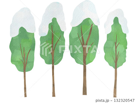 手書きの水彩風の雪が積もった風景のイラスト 手書きの水彩風の雪が積もった風景のイラスト 132320547