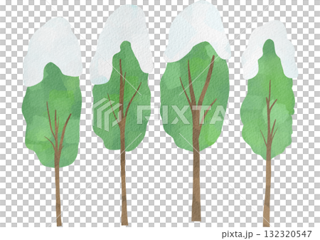 手書きの水彩風の雪が積もった風景のイラスト 手書きの水彩風の雪が積もった風景のイラスト 132320547