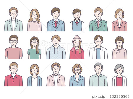 多様な男女のイラストセット 132320563