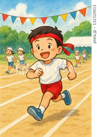 運動会で走る子供たち 運動会で走る子供たち 132320813