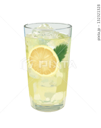 レモネード（グラス入り）レモンスライス、ミントの葉付き 132321328