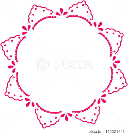 鮮やかなピンク色のシンプルな丸いレース 132321443