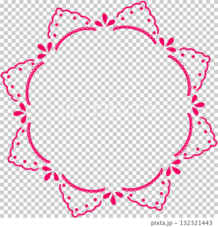 鮮やかなピンク色のシンプルな丸いレース 132321443