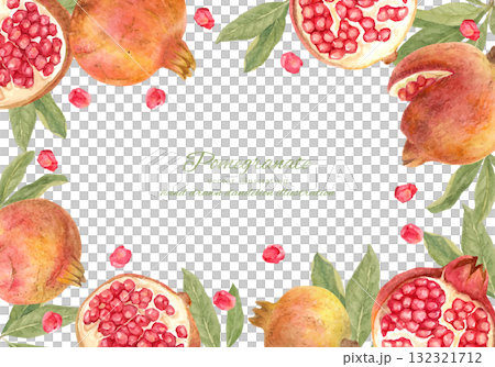Watercolor pomegranate fruit frame 132321712