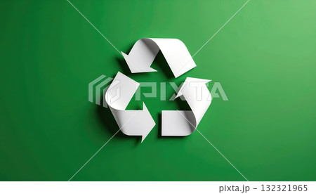 《AI画像》緑色の背景のリサイクルマーク 《AI画像》緑色の背景のリサイクルマーク 132321965