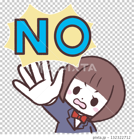 NOという女子学生のイラスト 132322712