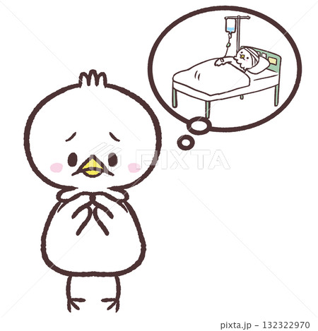 入院を心配する白い鳥のイラスト 132322970