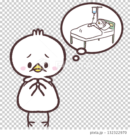 入院を心配する白い鳥のイラスト 132322970