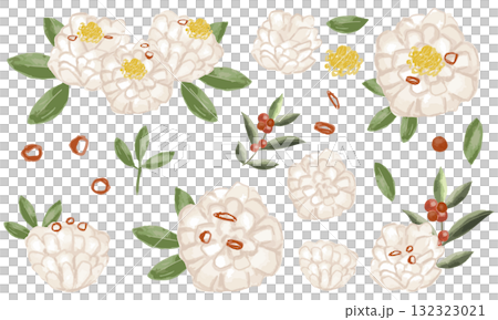 裝飾切菊花蘿蔔和日式裝飾套裝（水彩風格） 132323021