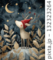 "Whimsical Christmas Reindeer Under Moonlight  Cozy Winter Forest Illustration" 132323264