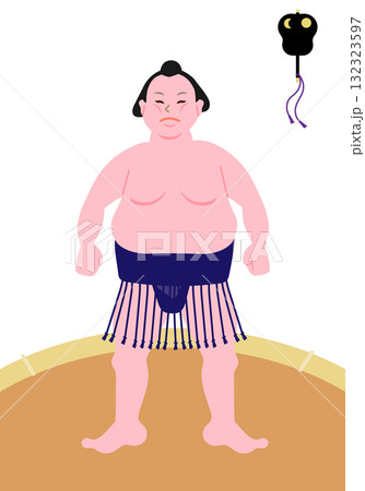 土俵に立つまわし姿の力士のベクターイラスト 132323597