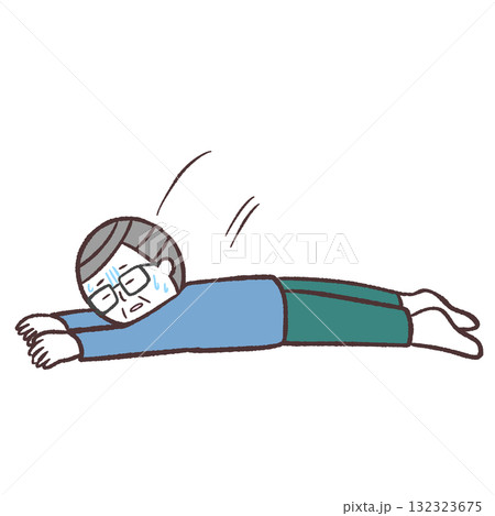 倒れるシニア男性のイラスト 倒れるシニア男性のイラスト 132323675