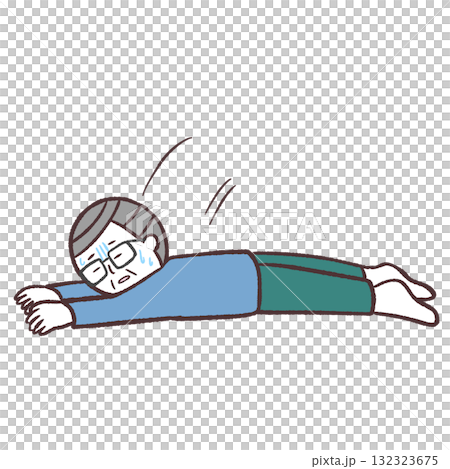 倒れるシニア男性のイラスト 倒れるシニア男性のイラスト 132323675