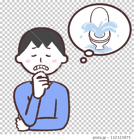 一名男子擔心馬桶漏水的插圖 一名男子擔心馬桶漏水的插圖 132323975