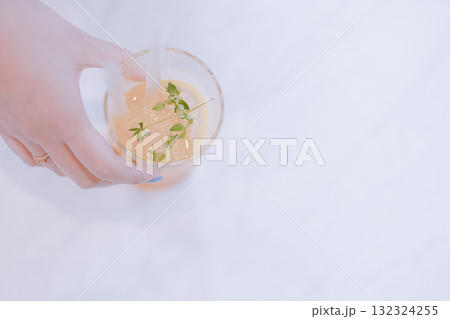 ice juice on white table in modern coffee shop ice juice on white table in modern coffee shop 132324255