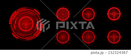 Modern gaming crosshairs in vibrant red tones 132324367