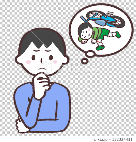 一名男子擔心從自行車上摔下來的插圖 一名男子擔心從自行車上摔下來的插圖 132324431