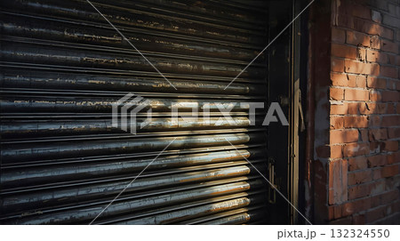 シャッターが下りている建物 132324550