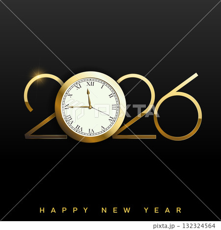 Luxury Happy New Year 2026 countdown clock with dissolving glitter. Vector Luxury Happy New Year 2026 countdown clock with dissolving glitter. Vector 132324564