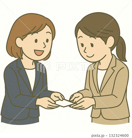 就労支援 職業訓練 名刺交換の練習をしているイラスト 就労支援 職業訓練 名刺交換の練習をしているイラスト 132324600